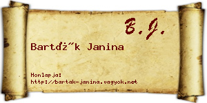 Barták Janina névjegykártya